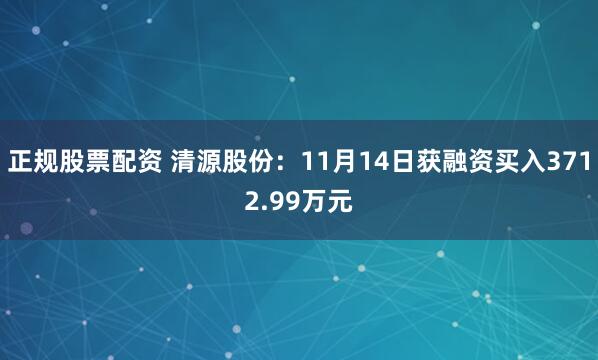正规股票配资 清源股份：11月14日获融资买入3712.99万元