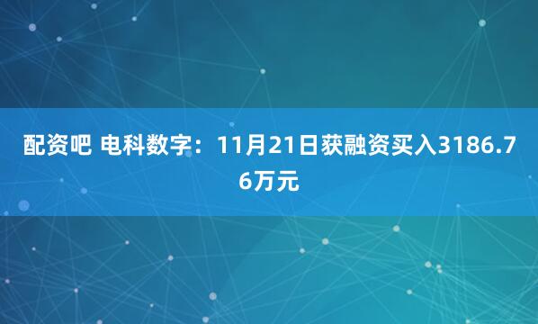 配资吧 电科数字：11月21日获融资买入3186.76万元